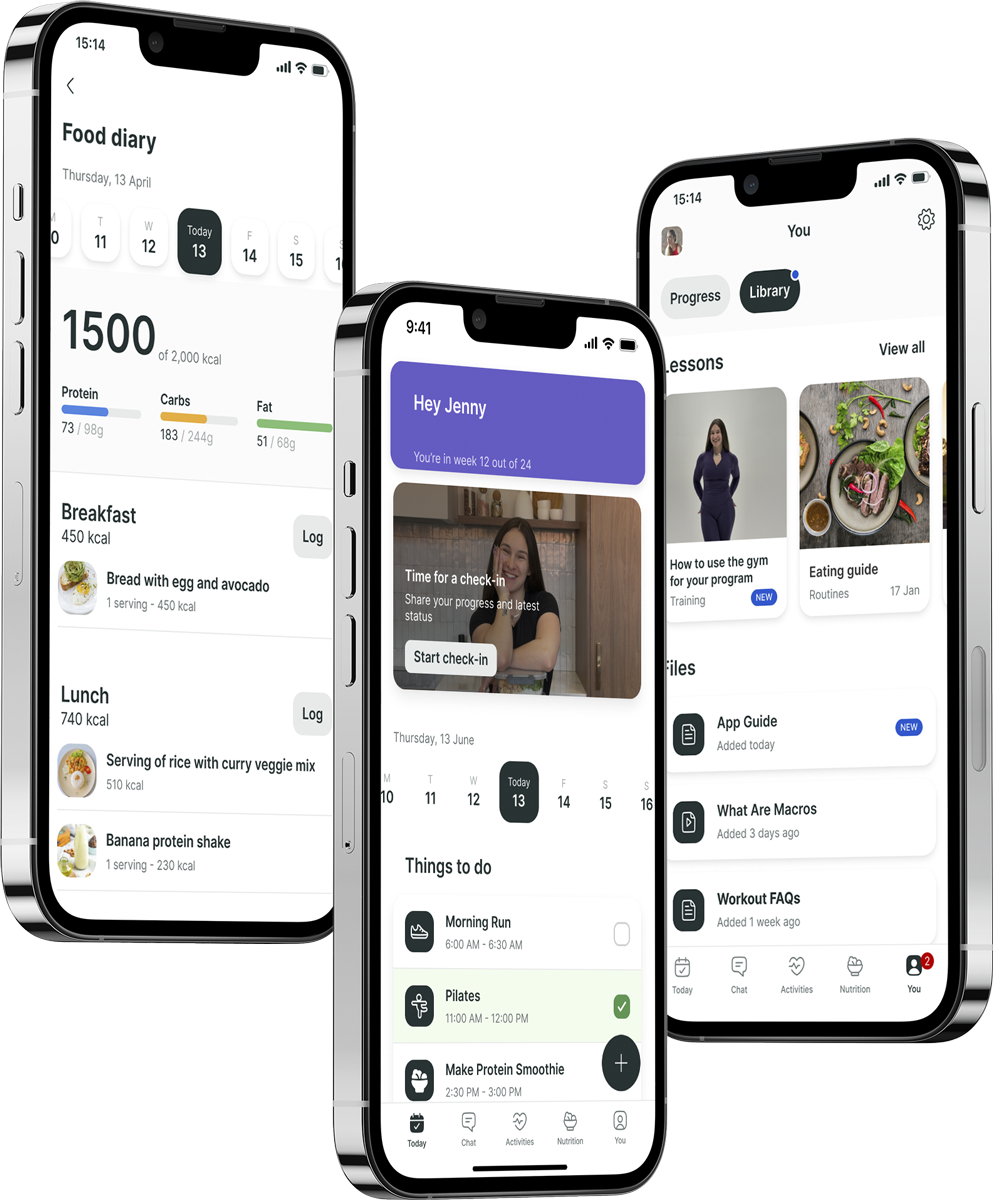 A mockup of the coaching app showcasing the features.